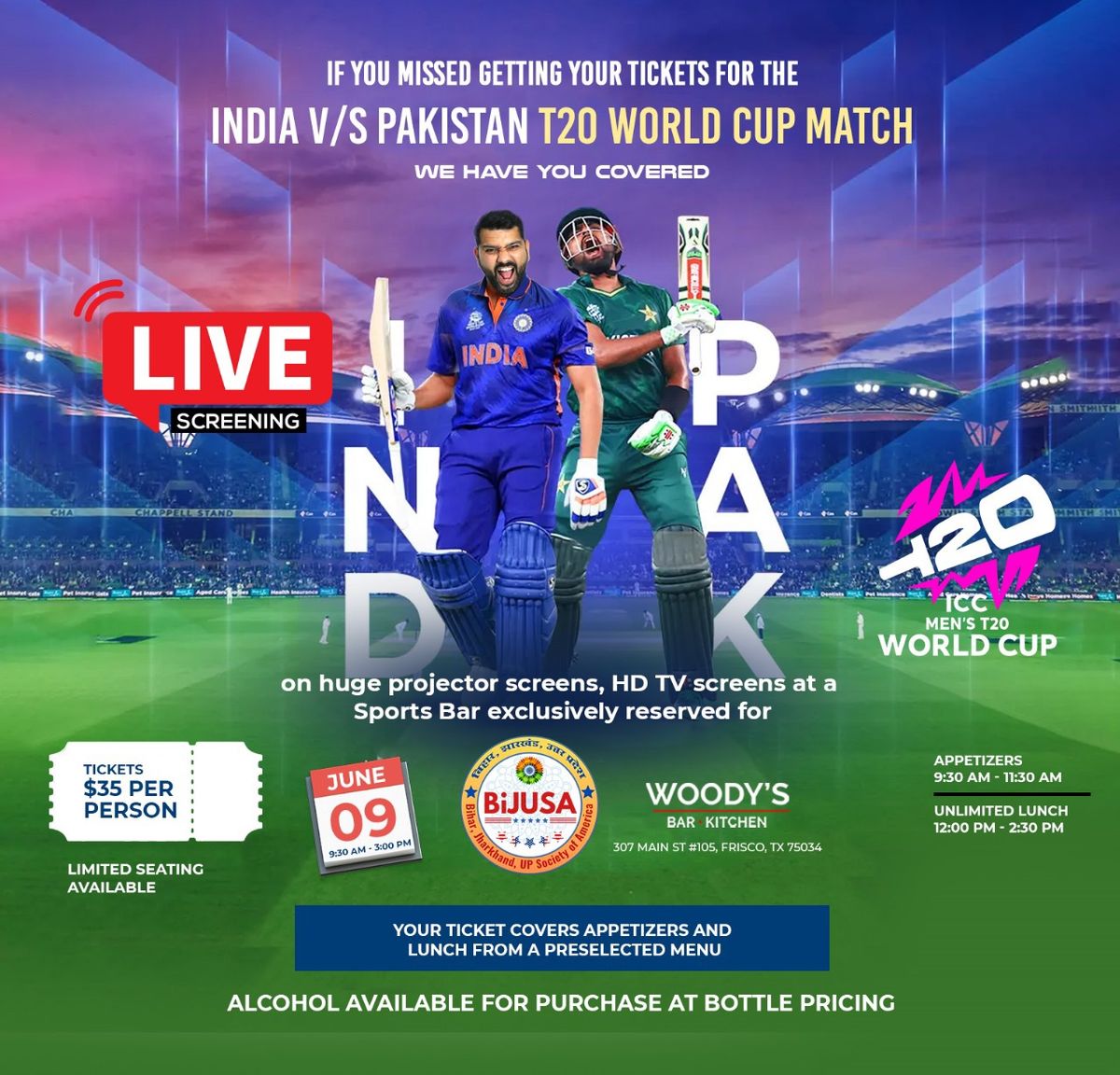 India v\/s Pak T20 world cup watch Party