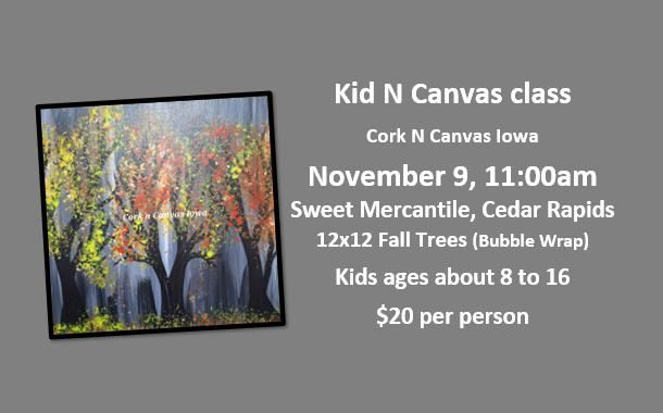 Kid N Canvas -Sweet Mercantile-Fall Bubble Wrap Tree-Cork n Canvas Iowa