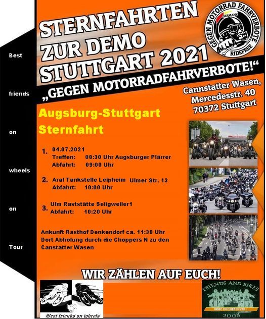 Bfow Sternfahrt von Augsburg zur Demo nach Stuttgart!
