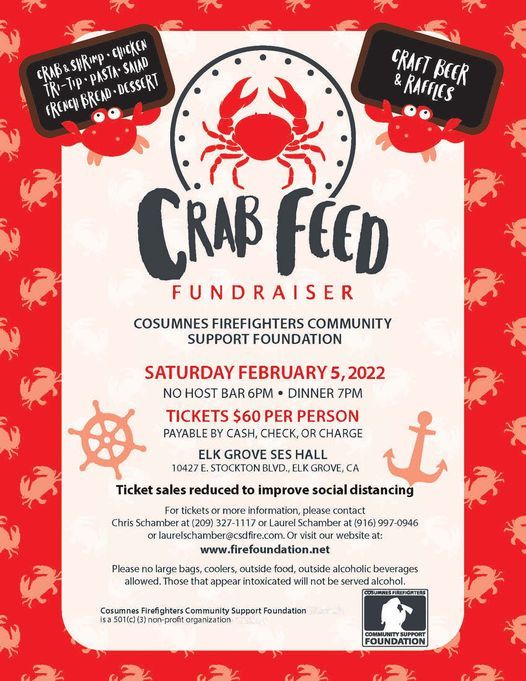Cosumnes Firefighters 2022 crab feed, 10428 E Stockton Blvd, Elk Grove Cosumnes Firefighters 2022 crab feed, 10428 E Stockton Blvd, Elk Grove