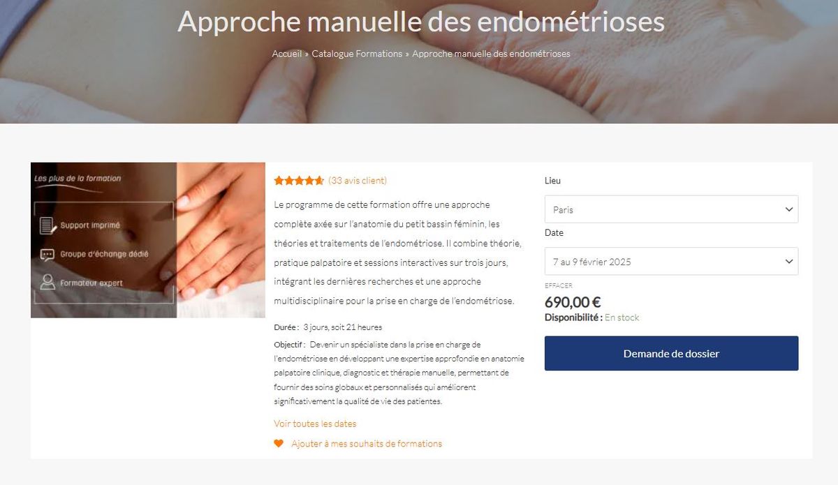 Formation Endom\u00e9trioses : approche manuelle et \u00e9motionnelle