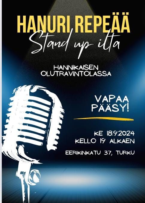 Hannikaisen Stand up ilta: Hanuri repe\u00e4\u00e4!