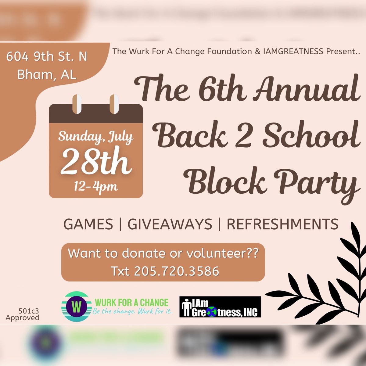 The 6th Annual \u201cBack 2 School Block Party\u201d