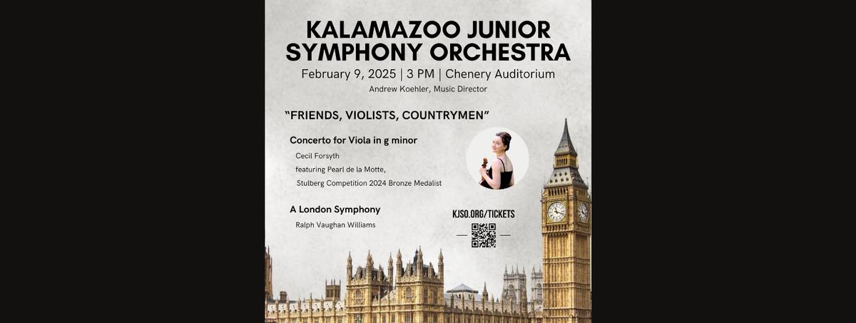 KJSO Winter Concert \u2013 \u201cFriends, Violists, Countrymen\u201d Sun, Feb 9, 2025, 3:00 pm, Chenery Auditorium