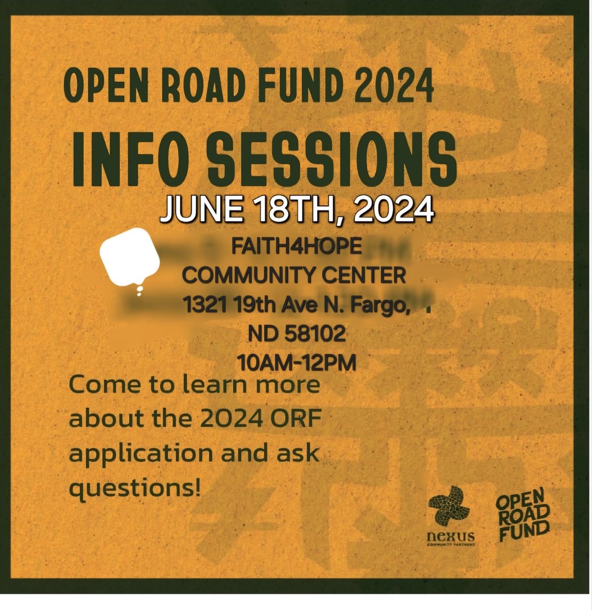 Open Road Fund!!! Info Session