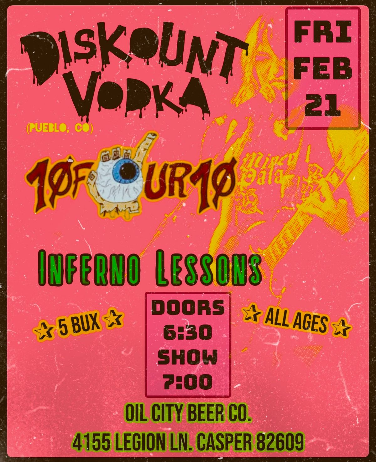 DISKOUNT VODKA W\/ 10FOUR10, INFERNO LESSONS