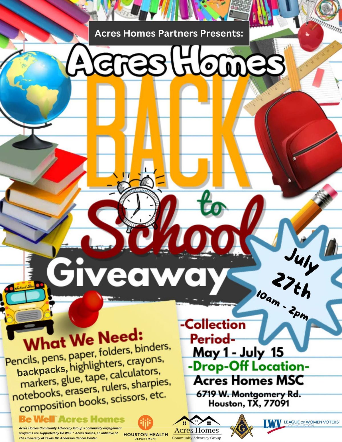 Acres homes back to school giveaway