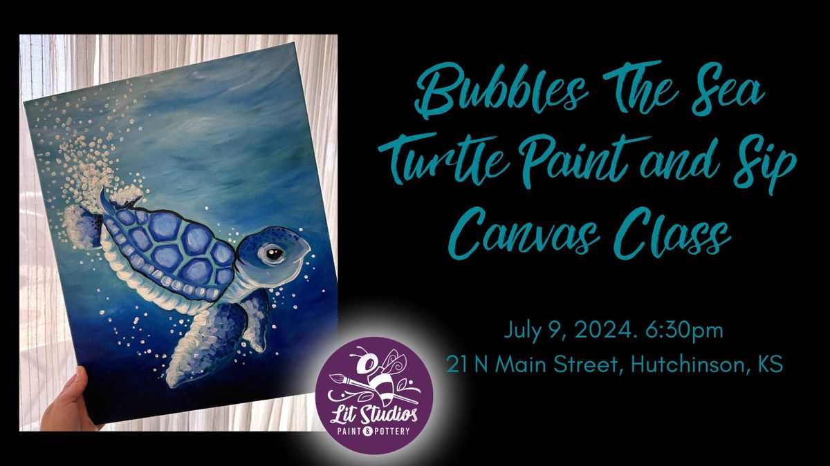 Bubbles The Sea Turtle Paint and Sip Canvas