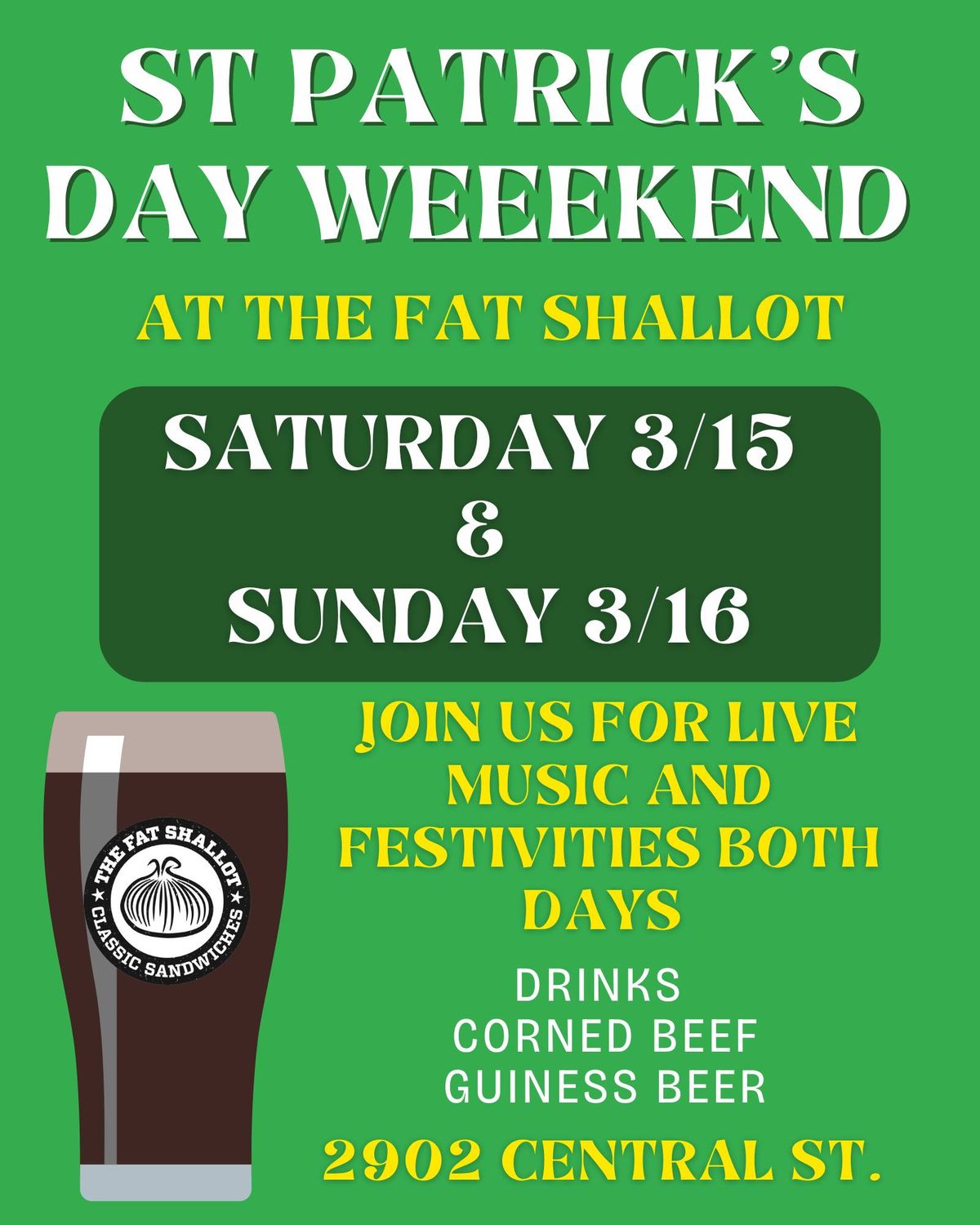 St. Patrick's Day Weekend at The Fat Shallot Evanston 