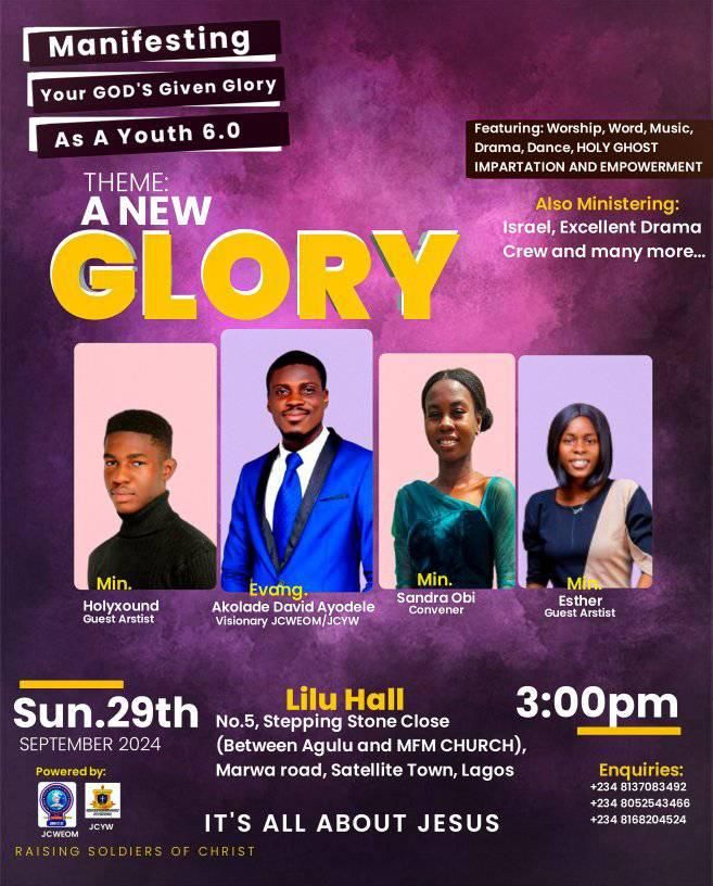 Manifesting your GOD'S given glory as a youth..6.0 