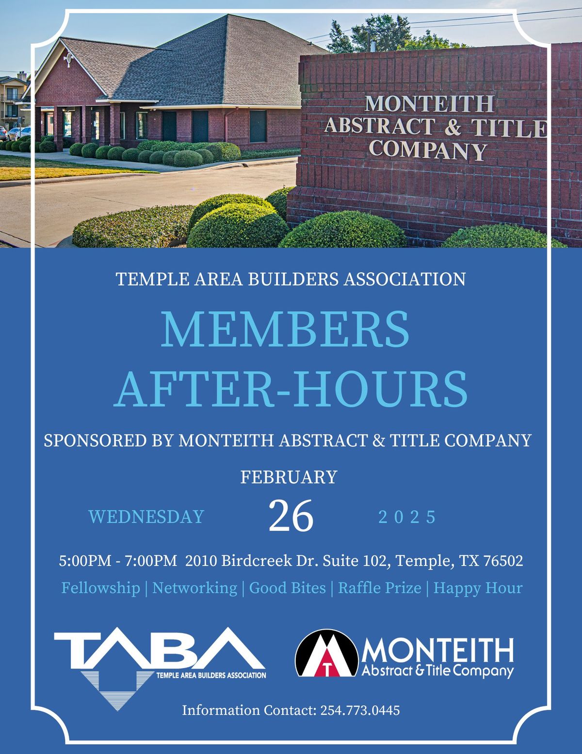 TABA Members After-Hours sponsored by Monteith Abstract & Title Co.