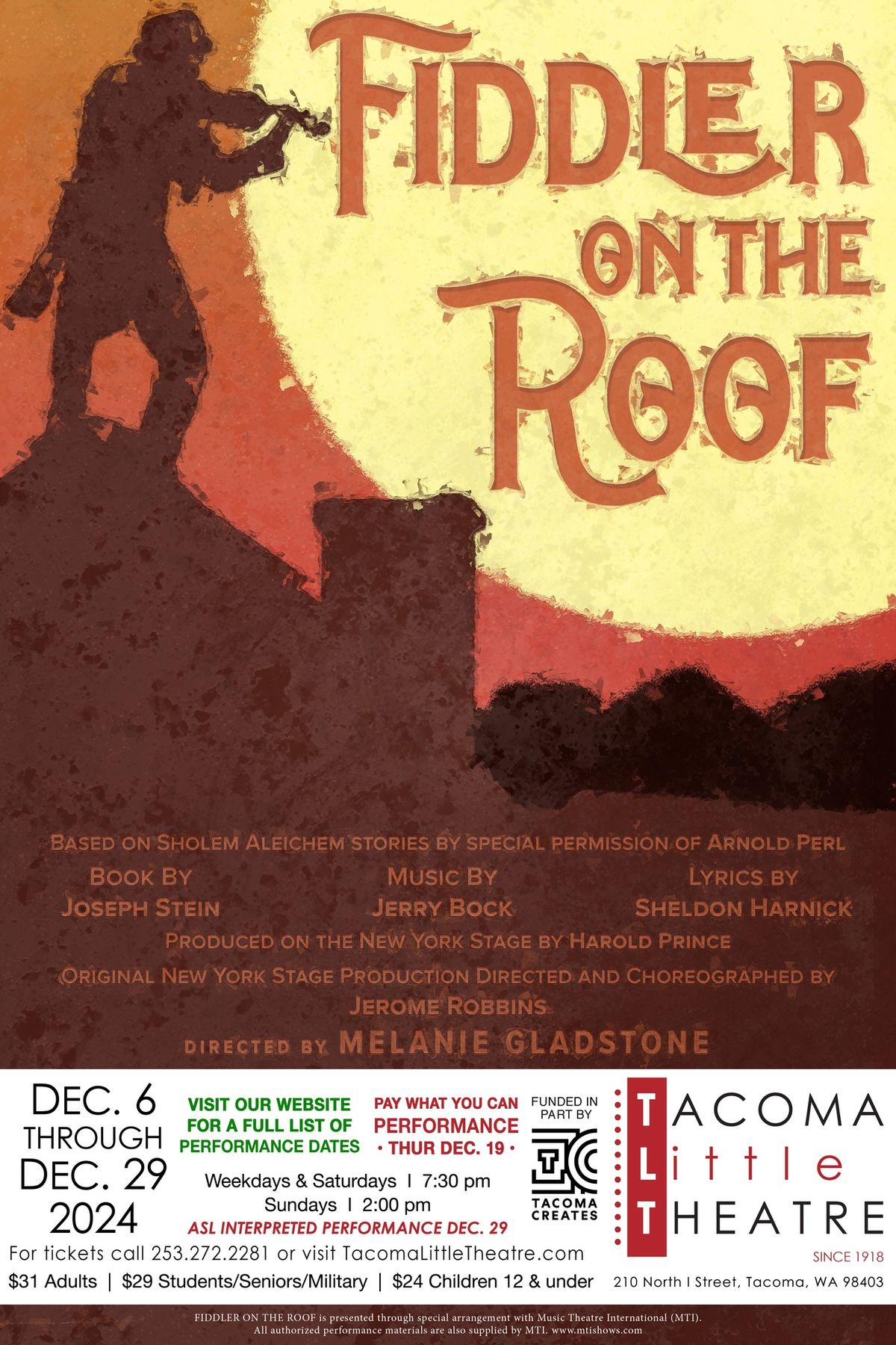 Fiddler On The Roof at Tacoma Little Theatre