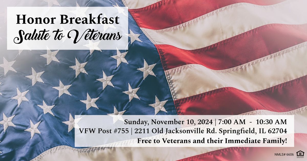 Annual Honor Breakfast - Salute to Veterans For Veterans Day 2024