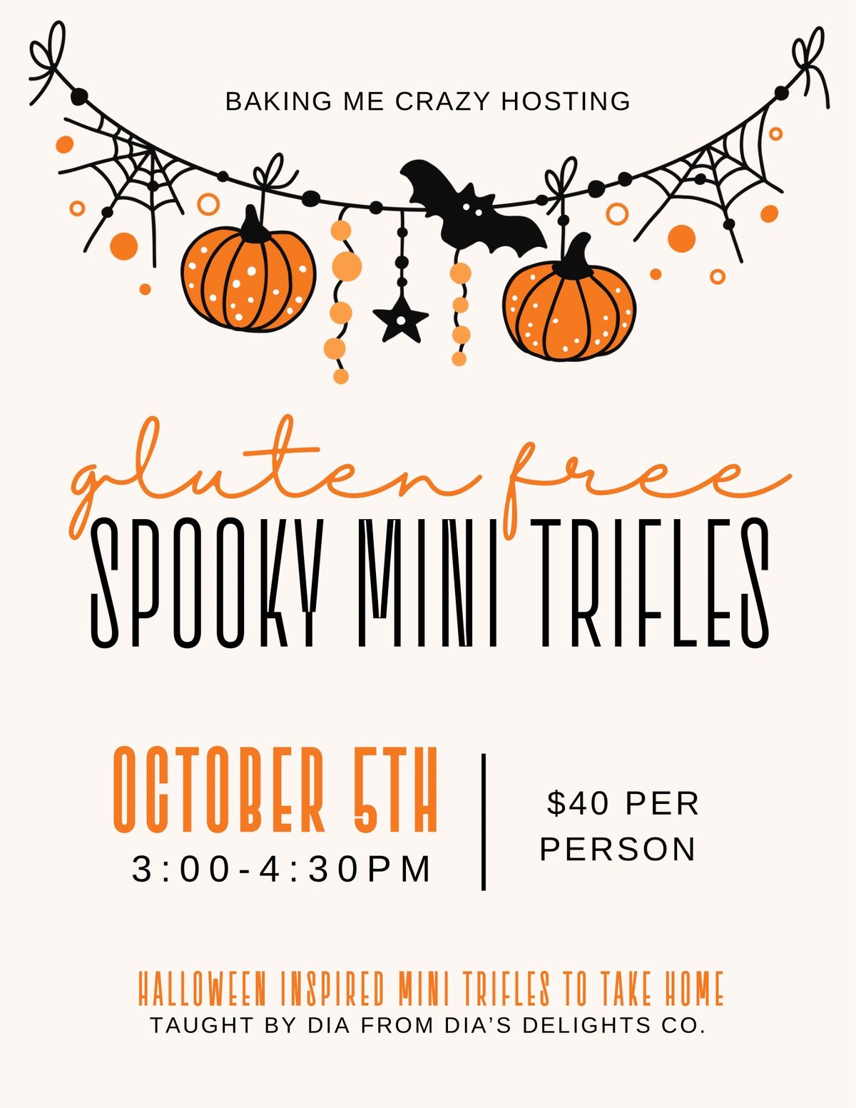 Gluten Free Spooky Mini Trifles Class