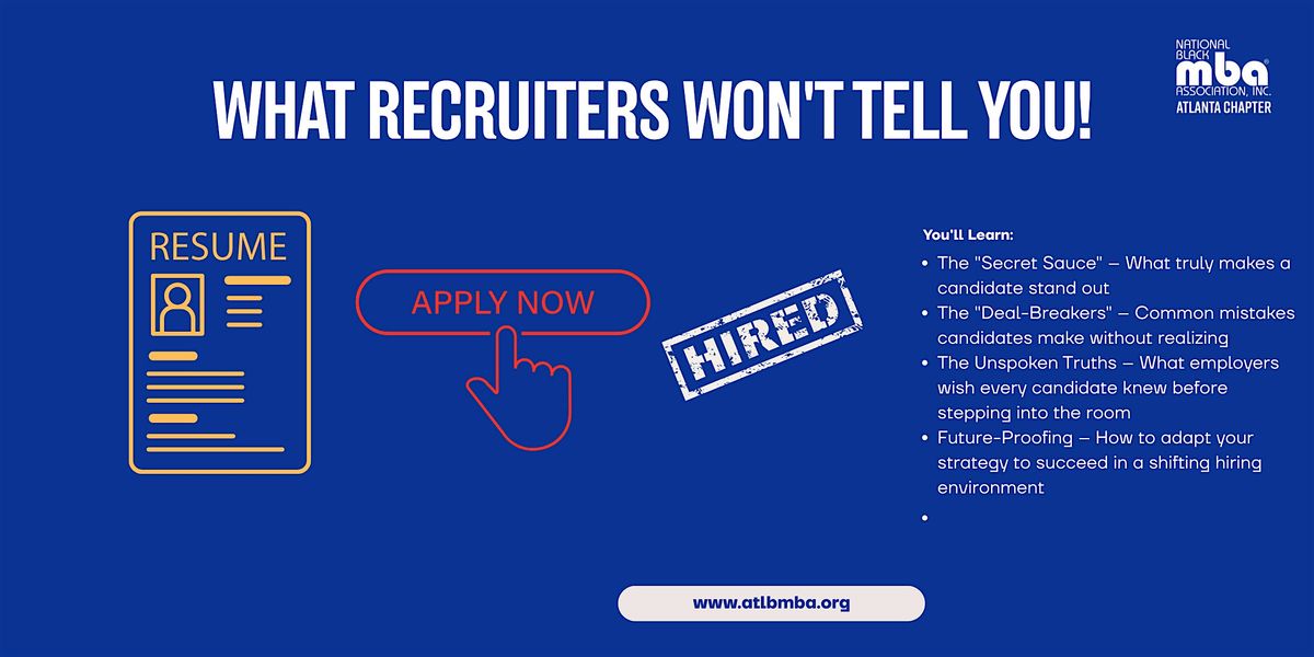 May Chapter Meeting "What Recruiters Won't Tell You"