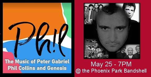 "PHIL" - The music of Peter Gabriel Phil Collins & Genesis in Delavan, WI! SAT, MAY 25TH (7 to 9pm)!