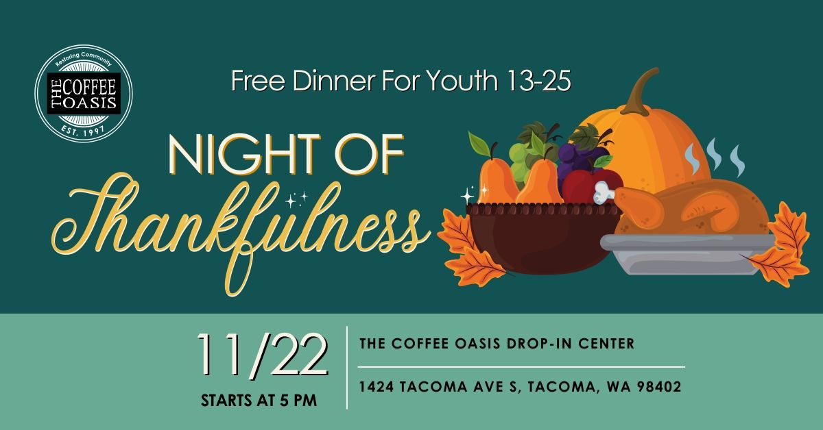 FREE DINNER (Ages 13-25) at the Night of Thankfulness