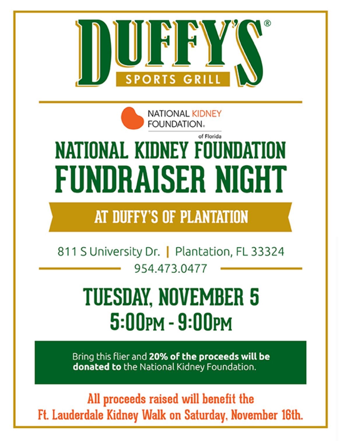 Fundraiser Night for National Kidney Foundation of Florida