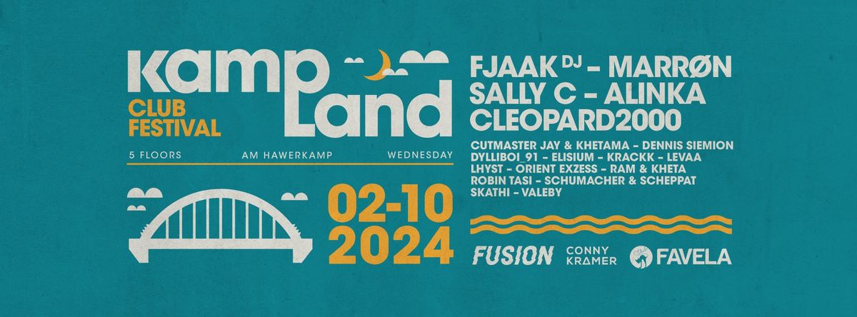 KAMPLAND Clubfestival w\/ FJAAK, MARR\u00d8N, Sally C, Alinka, Cleopard2000