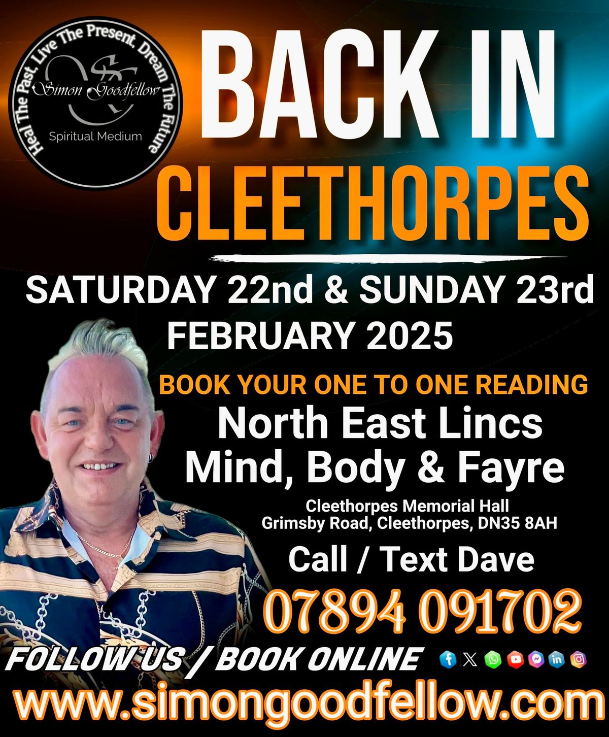 Book your 1-2-1 Reading at Cleethorpes Memorial Hall 