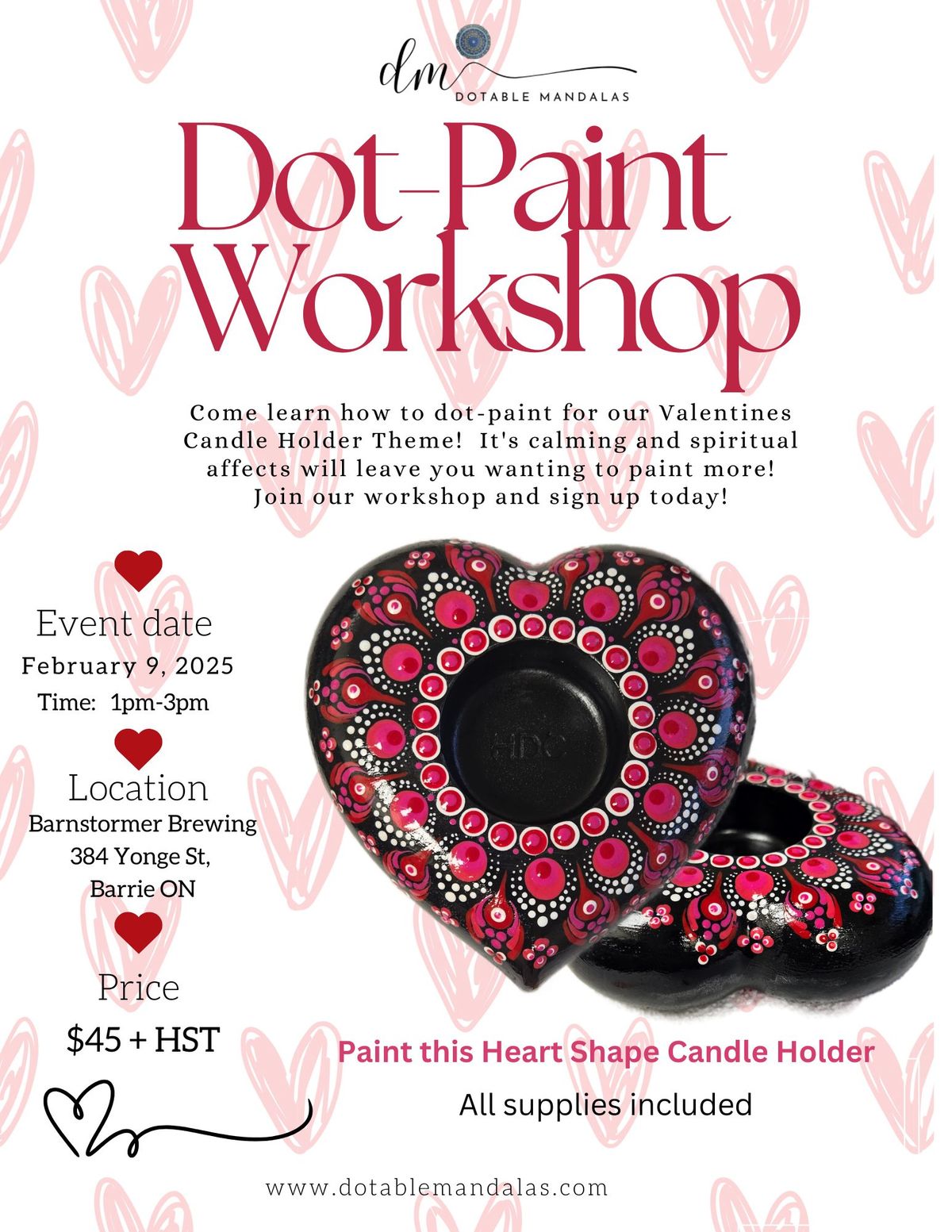 Barrie-Valentine's Theme Candle Holder Dot-Painting Workshop