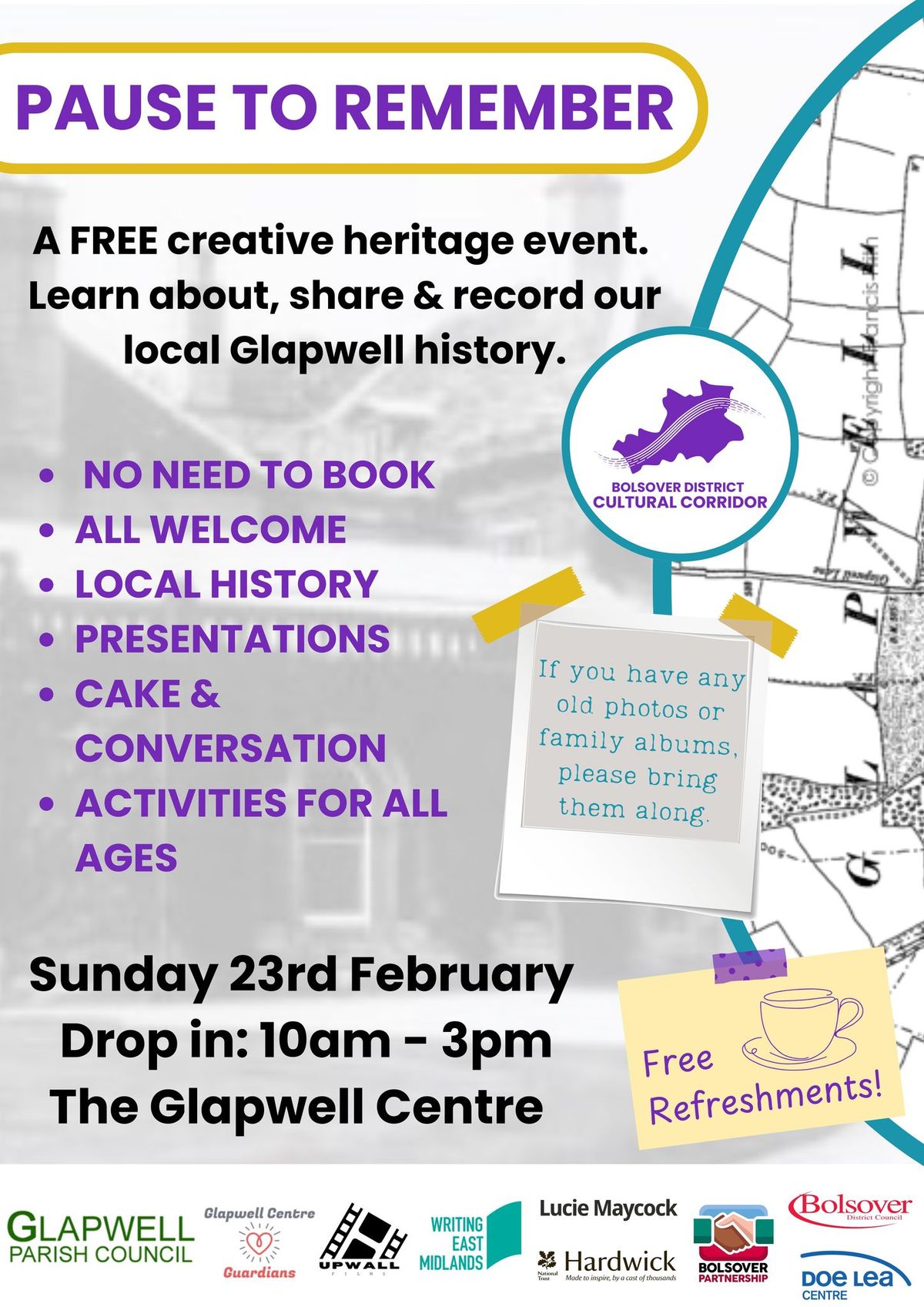 Pause to Remember GLAPWELL - Creative Local History & Heritage Event 