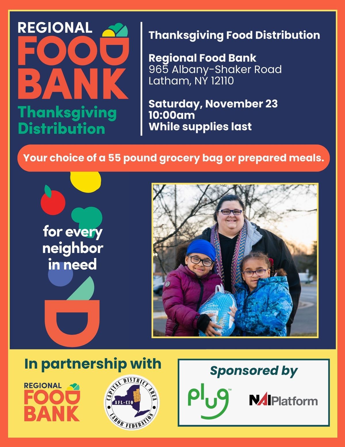 Regional Food Bank Thanksgiving Distribution at the Food Bank in Latham