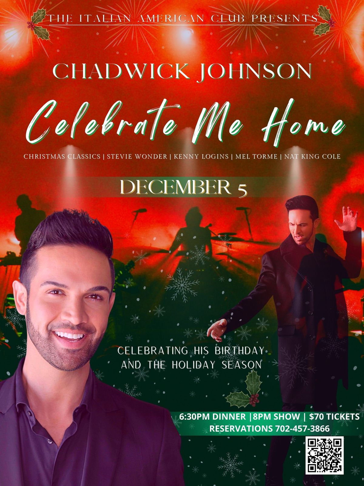 Celebrate Me Home - Chadwick Johnson returns to The Italian American Club Showroom - December 5th