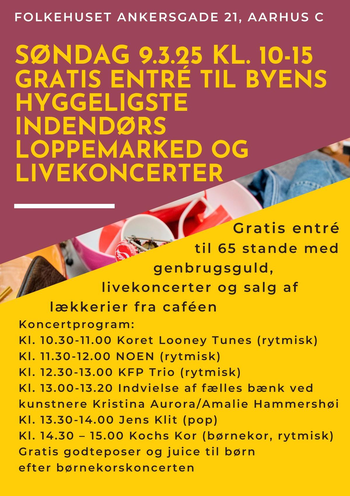 Gratis entr\u00e9 til byens hyggeligste loppemarked og livekoncerter