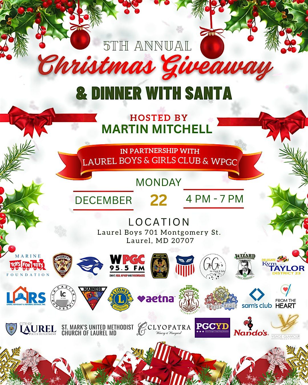 5th Annual Christmas Giveaway & Dinner With Santa