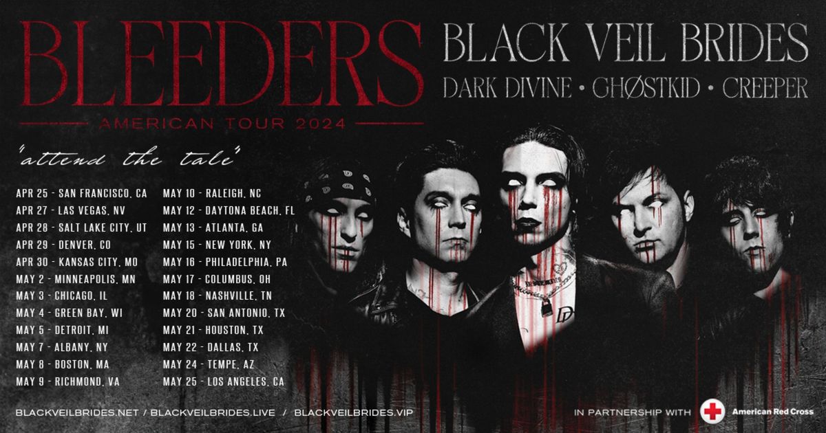 BLACK VEIL BRIDES: Bleeders Tour 2024 at Warehouse Live Midtown Tuesday May 21, 2024
