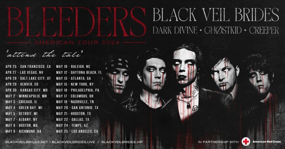 BLACK VEIL BRIDES Bleeders Tour 2024 at Warehouse Live Midtown Tuesday May 21, 2024, Warehouse