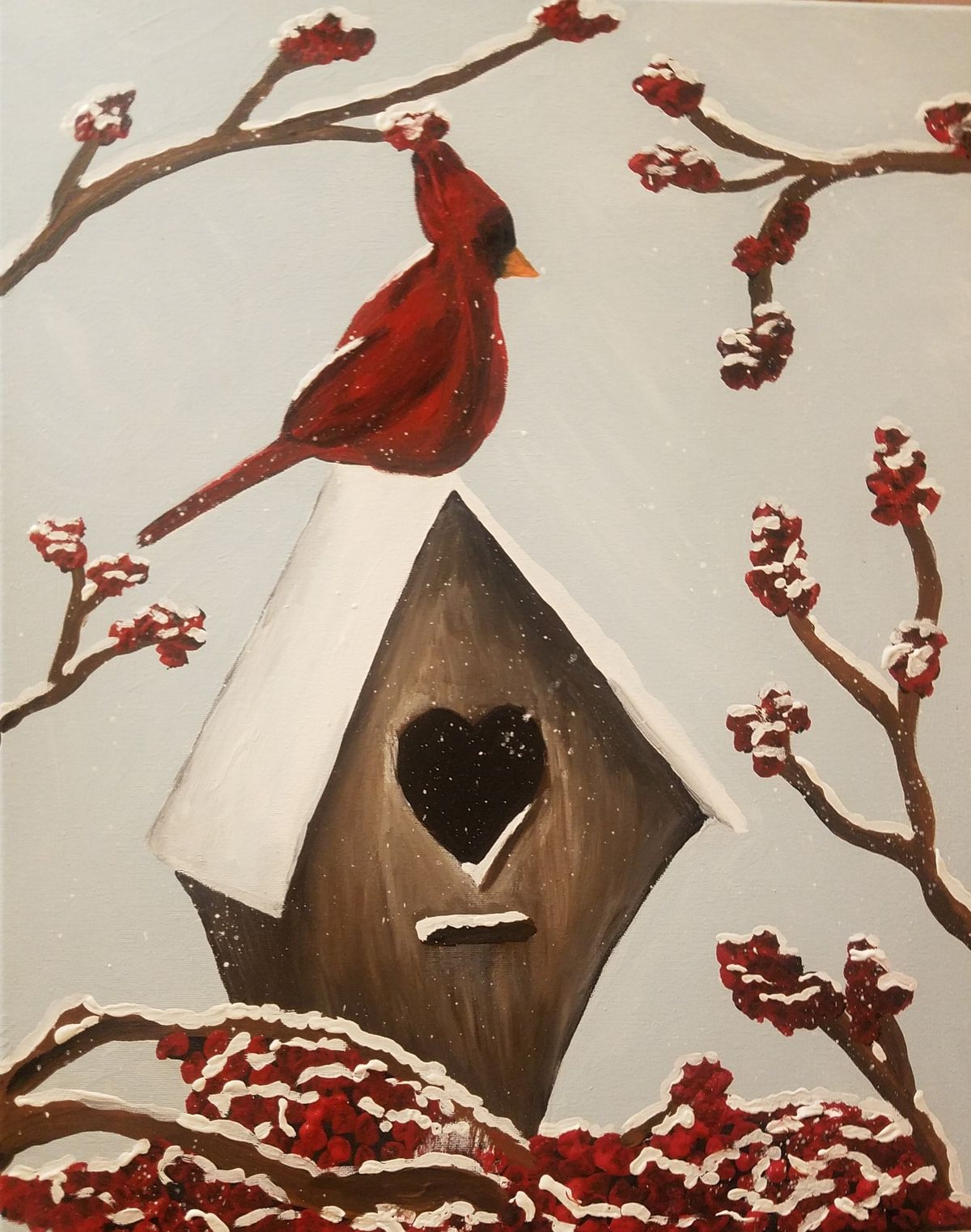 Snowy Cardinal Paint & Sip