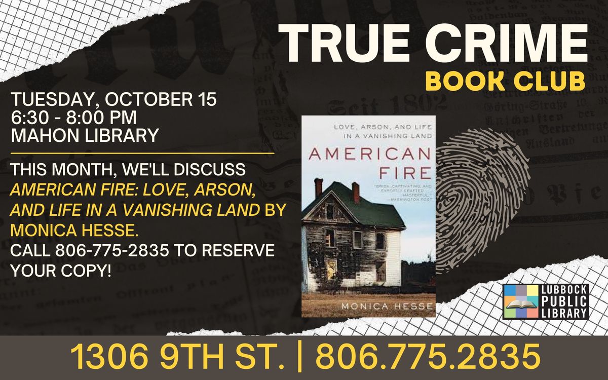 True Crime Book Club at Mahon Library