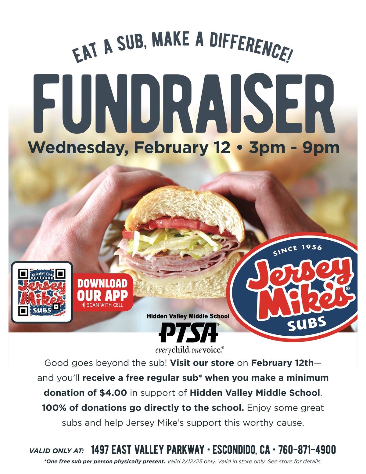 HVMS PTSA February Family Night Out - Jersey Mike's