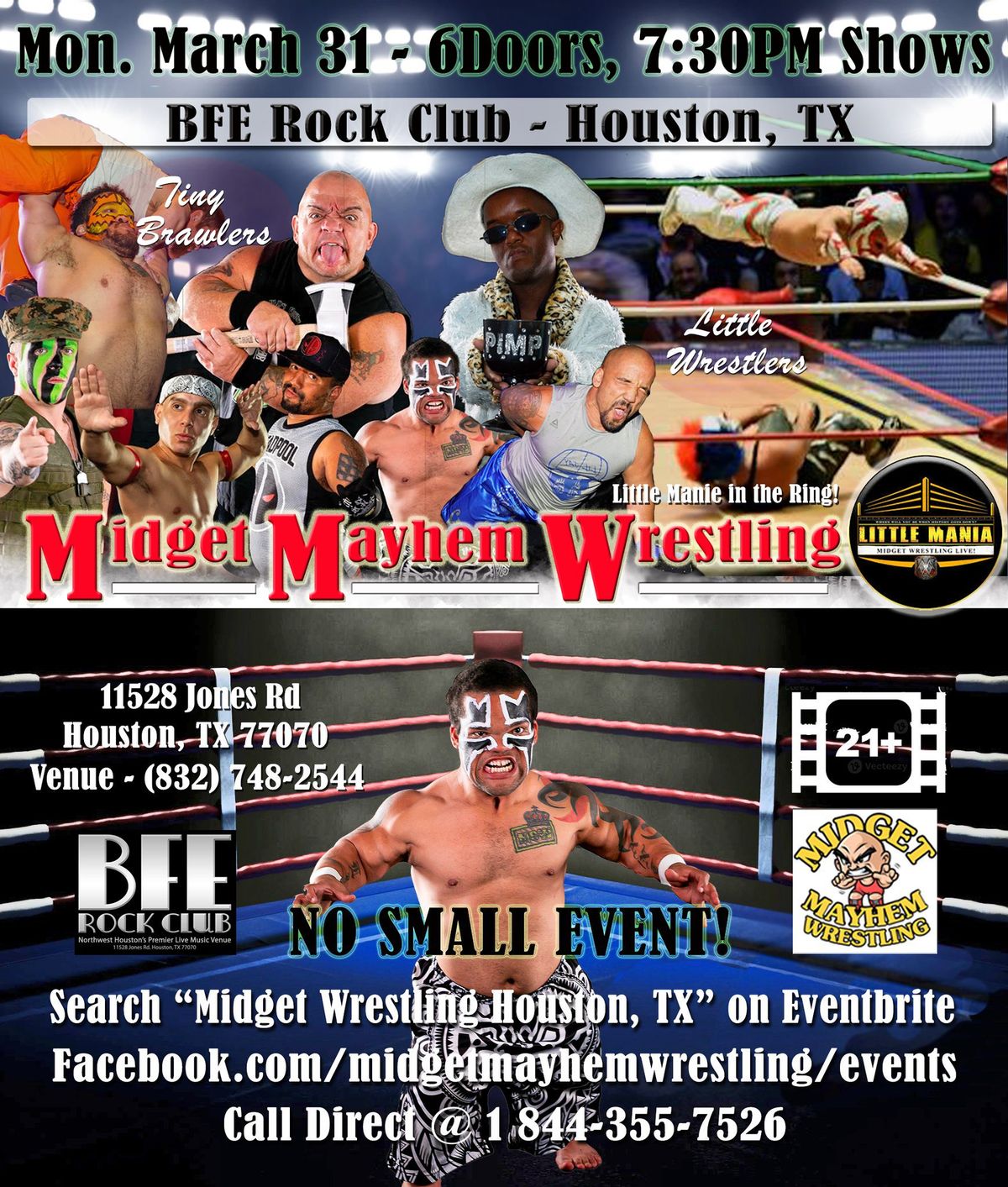 Midget Mayhem Micro-Wrestling Event - Houston TX 18+