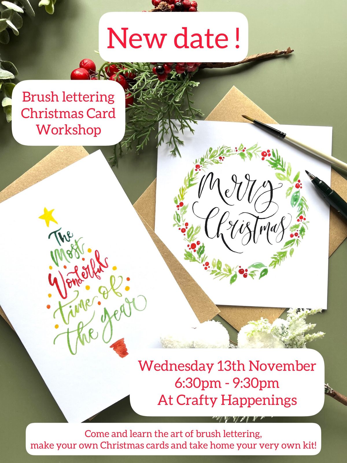 Brush Lettering Christmas Card Workshop