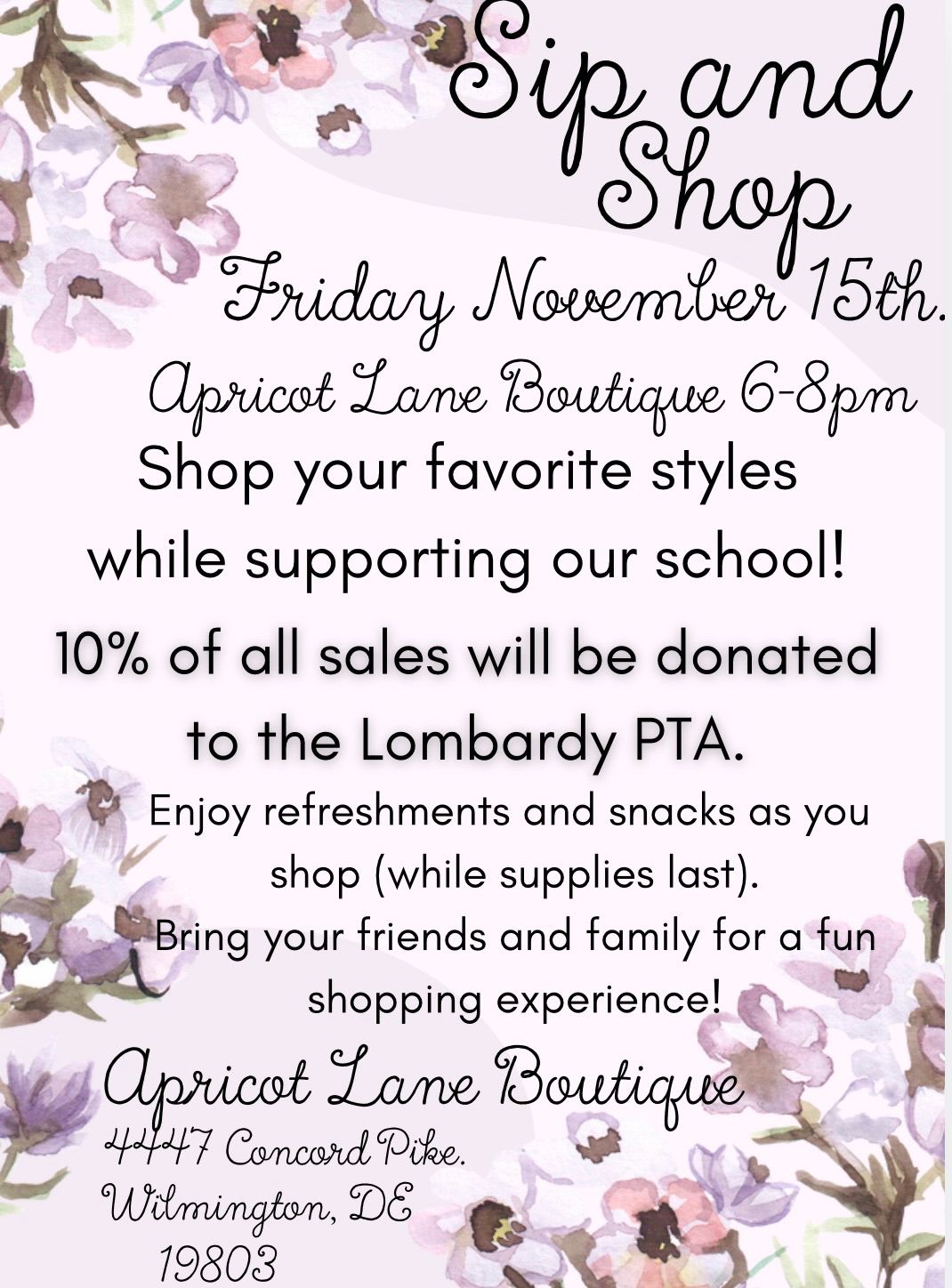 Sip & Shop Fundraiser