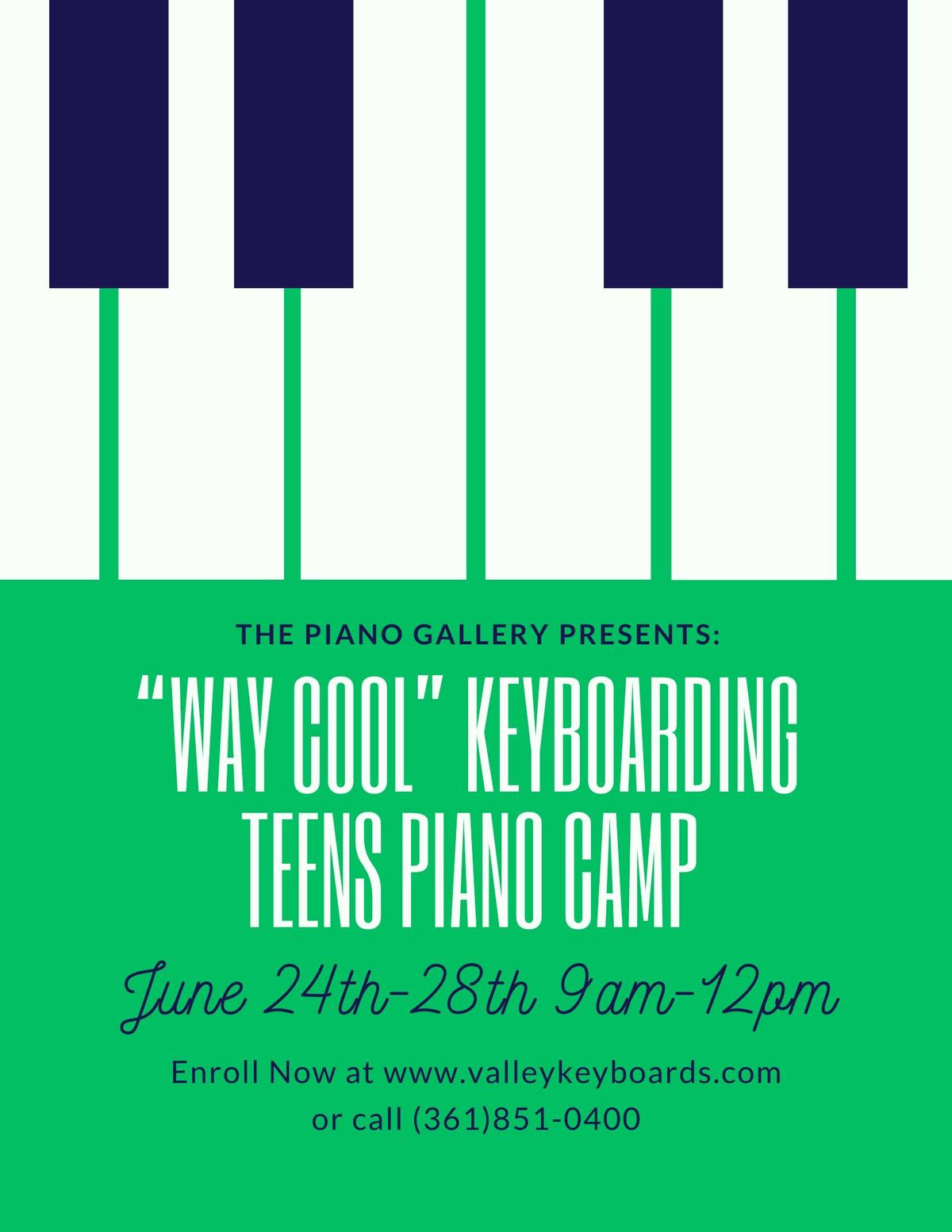 "Way Cool" Keyboarding Piano Camp Pt. 1 (Ages 11-17)