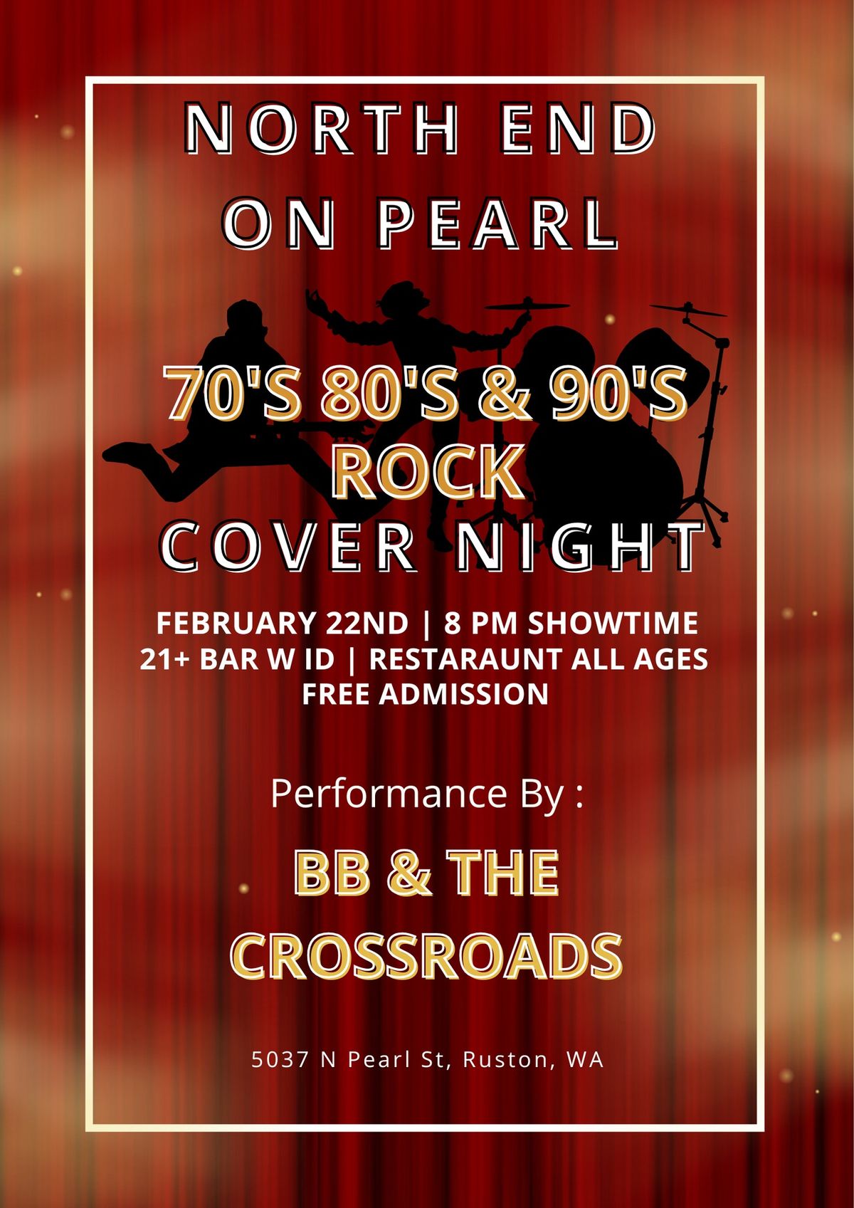 BB & The Crossroads 70's 80's & 90's Cover Night LIVE at North End On Pearl