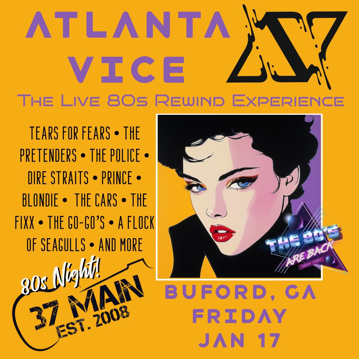 80s Night with Atlanta Vice at 37 Main - Buford, GA