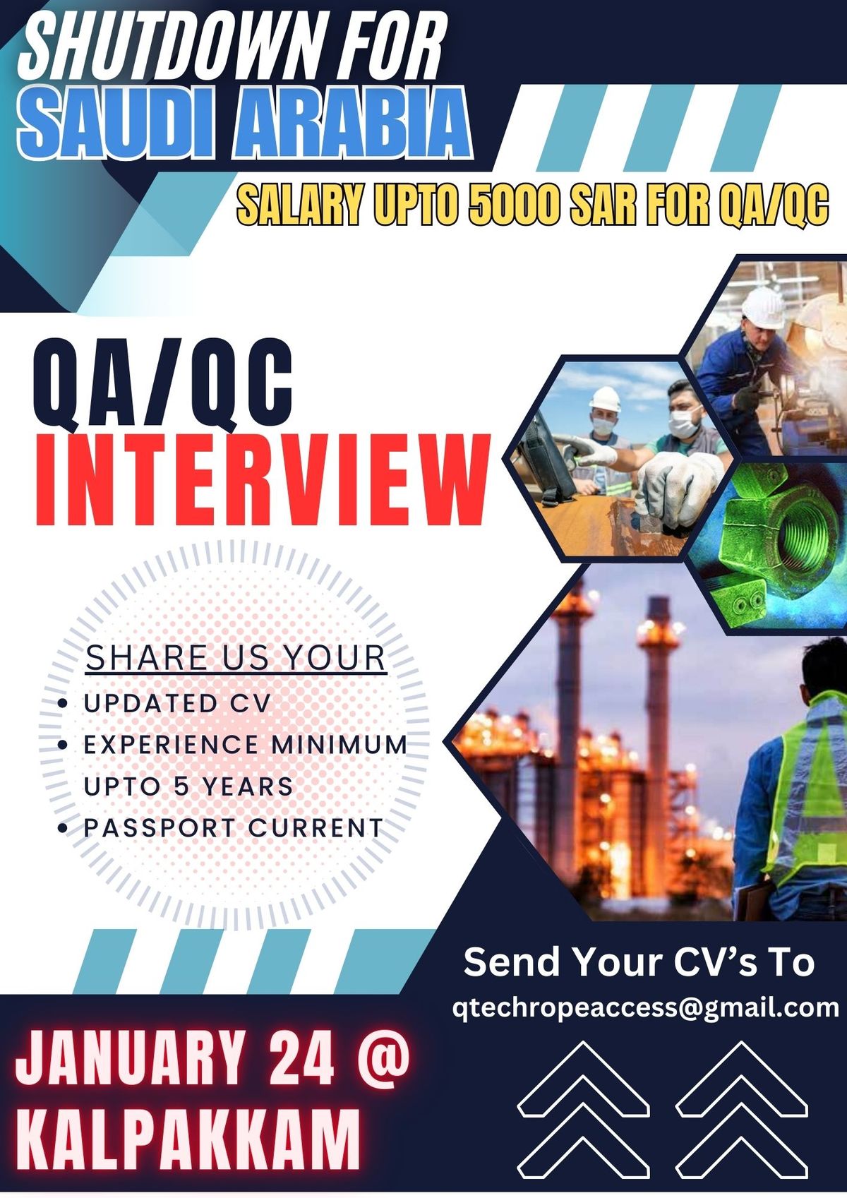 Free Interview for QA\/QC Engineers for Saudi Shutdown