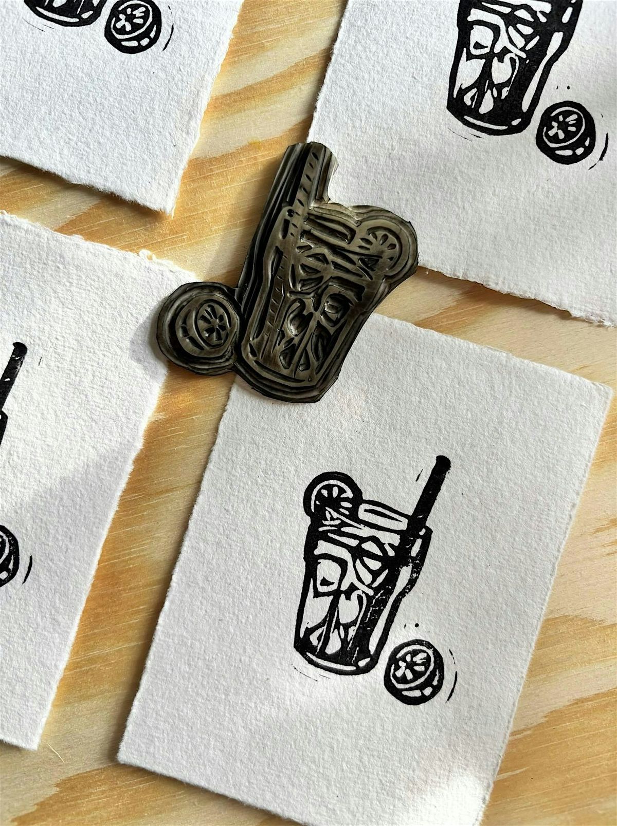 Linocut Stamp Making in the Garden