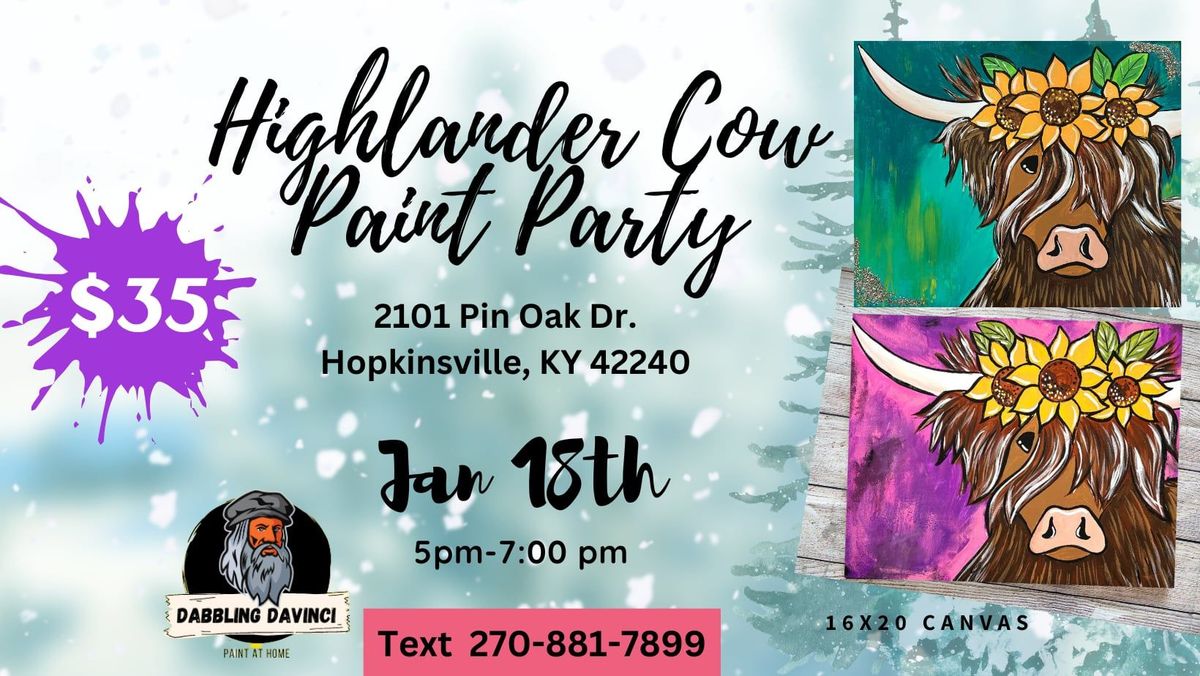 Highlander Cow Paint Party