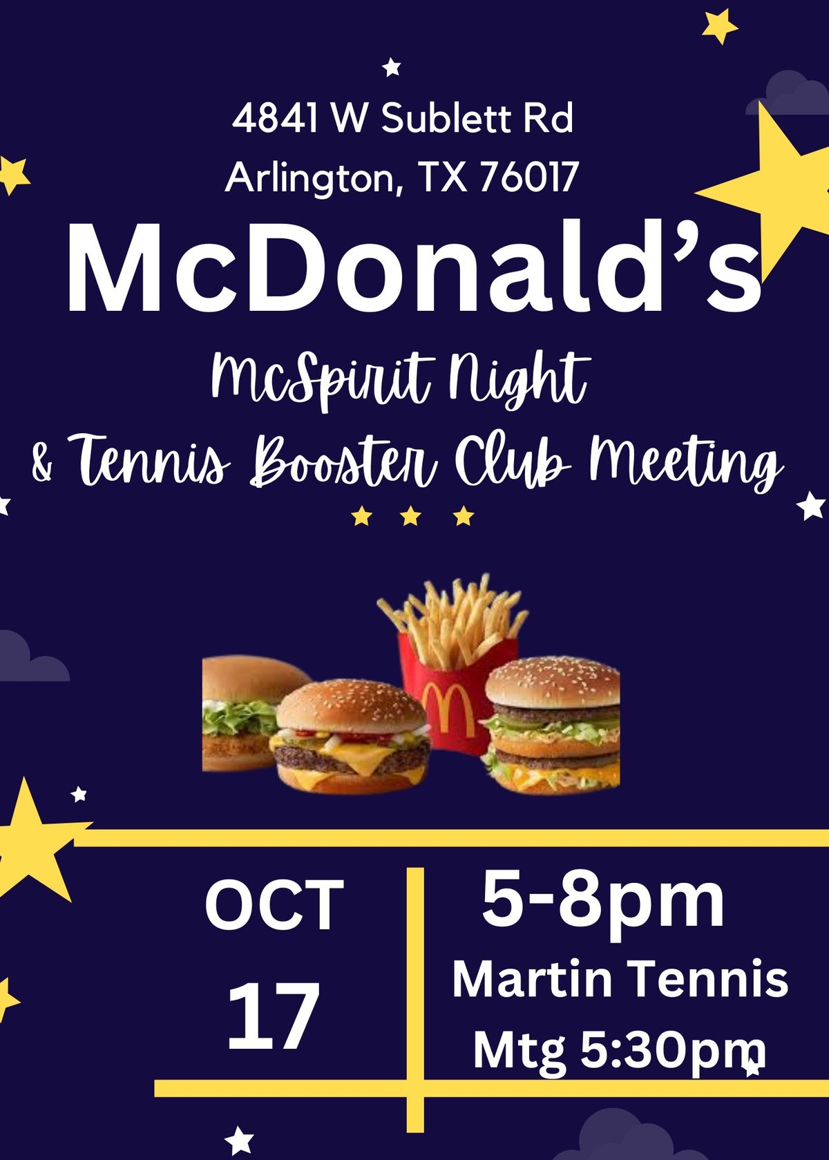 Booster Meeting and Celebrity Server McSpirit Night! 