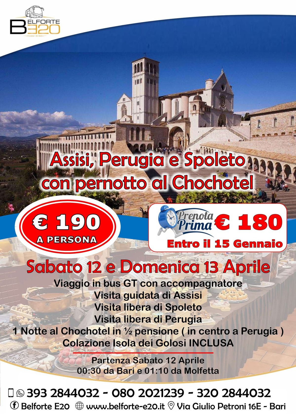 Assisi, Perugia e Spoleto con notte al Chochotel 12- 13 Aprile 2025 By BE20