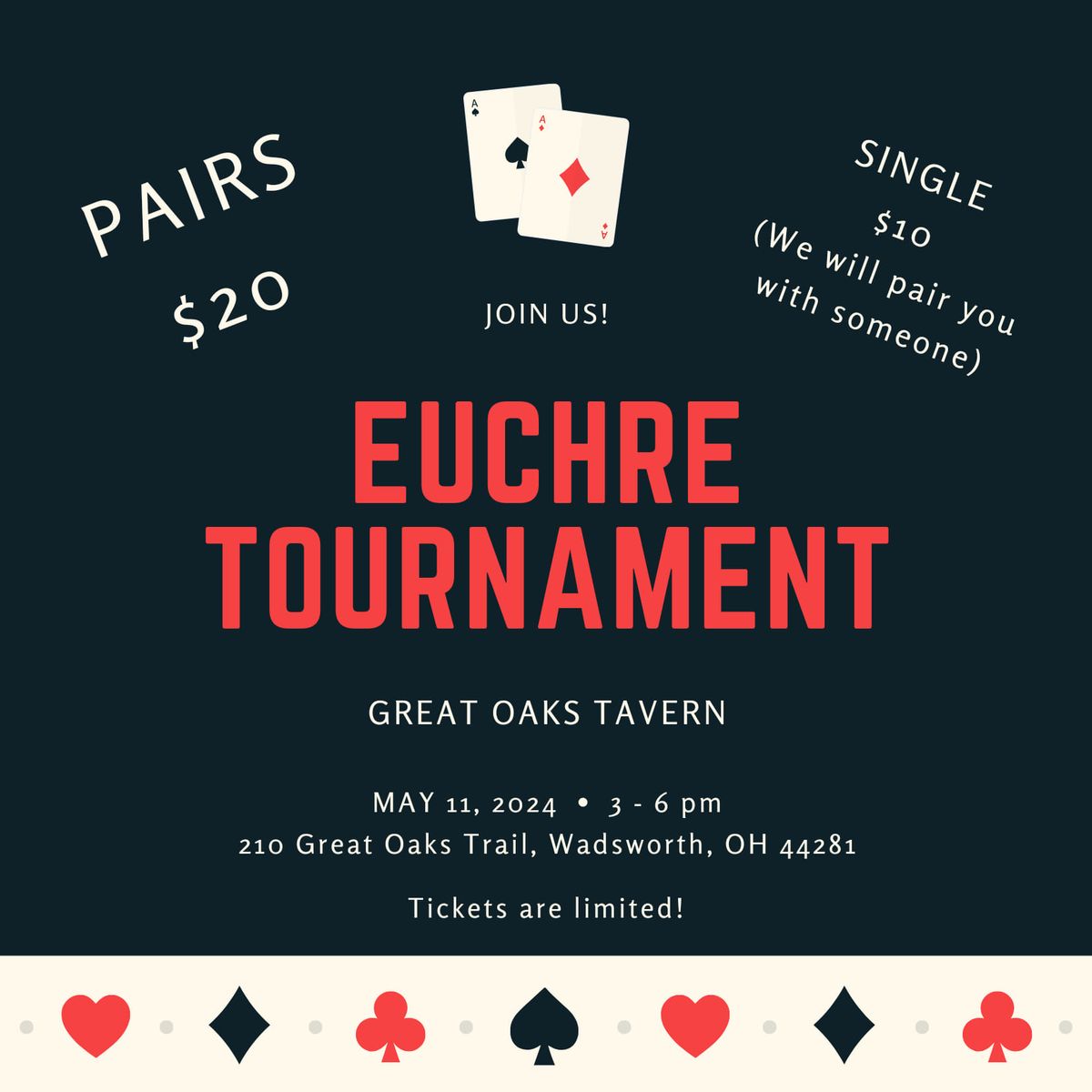 Euchre Tournament Co-Hosted with Great Oaks Tavern