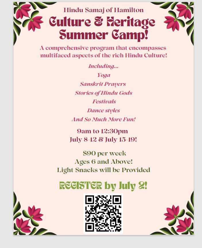 Culture and Heritage Summer camp Session 1: July 8th to 12th, 2024