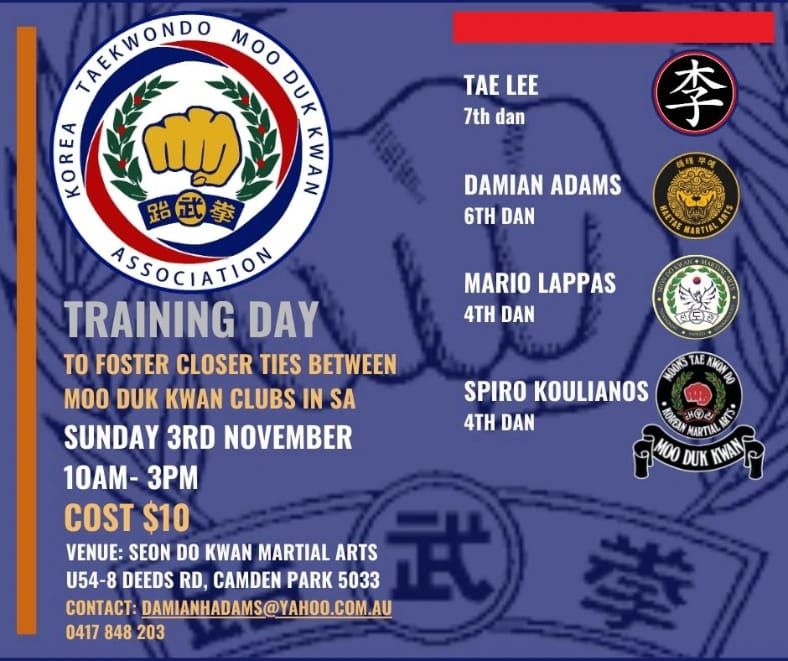 Korea Taekwondo Moo Duk Kwan Association Inaugural Training Day