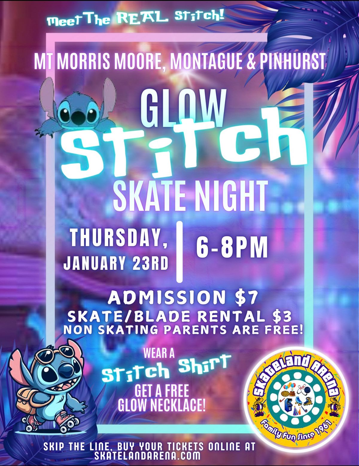 Mt Morris School Skate Night with STITCH \ud83c\udf3a\ud83d\udefc